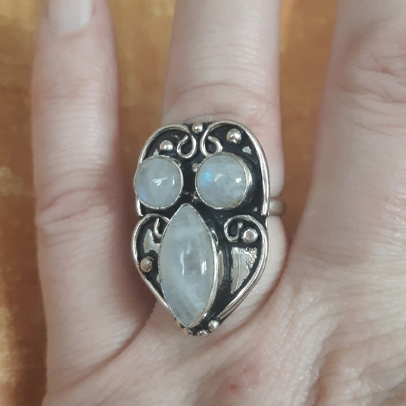 New Rainbow Moonstone 925 Silver Ring. - Picture 2 of 8